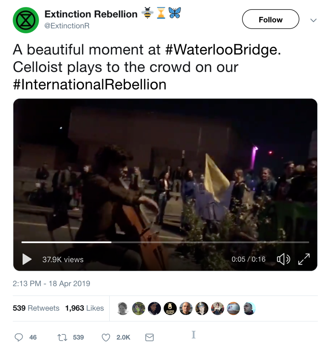 A tweet from Extinction Rebellion A tweet from Extinction Rebellion